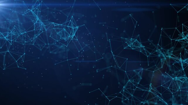 abstract blue background with lines, animated plexus, futuristic social and neural network and information technology animation concept.