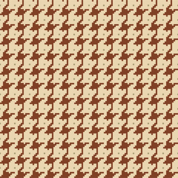 Seamless geometric houndstooth pattern background with a brown and beige pixelated design for Autumn collection theme such as fabric pattern, wallpaper, wrapping paper, textiles, stationery