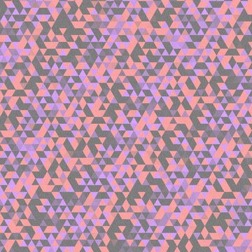 Seamless geometric triangle pattern, pink purple grey mosaic background, abstract modern graphic vector texture