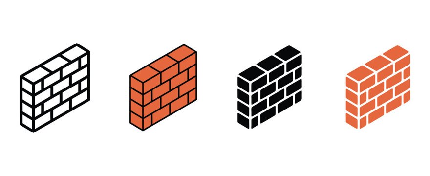Brick wall icon vector representing masonry construction home building architectural structure and durable building material concepts