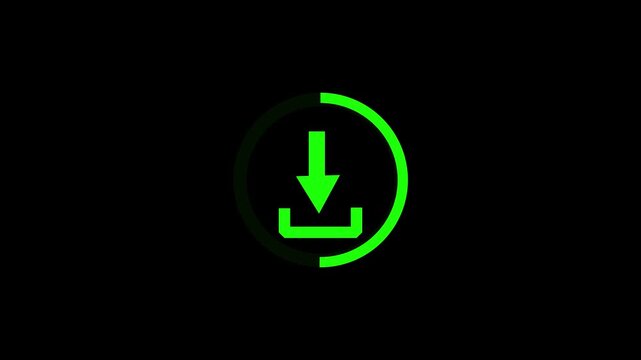 Digital downloading animation interface progress bar seamless loop futuristic motion graphics on black background.