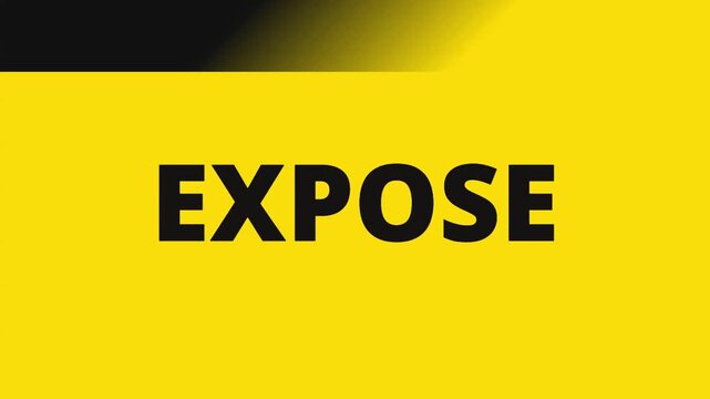 Minimalist yellow and black banner with repeating expose text typography design for modern graphic branding with across horizontal layout bold yellow background