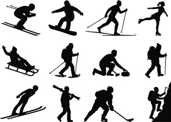 Fototapeta premium Set of winter sports silhouettes