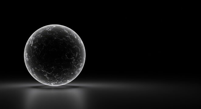 A void sphere represents the total absence of energy, a complete power failure or the final stage of energy depletion in a system ,crisis ,digital ,rendering