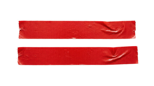 Two strips of red duct tape isolated on transparent background