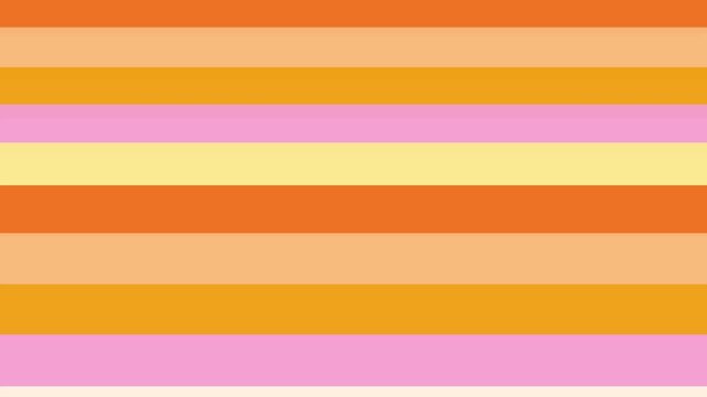Vibrant horizontal striped pattern moving smoothly across modern minimalist background with warm pastel color palette with continuous horizontal scrolling with video displays continuous