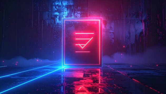 Glowing Neon Open Sign with Futuristic Blue Light, Digital Technology Design and Vibrant Luminous Backdrop for Business and Modern Concept Art