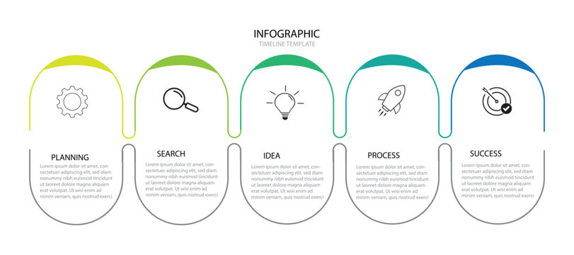 Business data, chart. Abstract elements of graph, diagram with 5 steps, strategy, options, parts or processes. Vector business template for presentation.