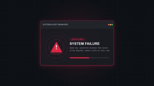 Critical System Failure Error Message on Digital Display.