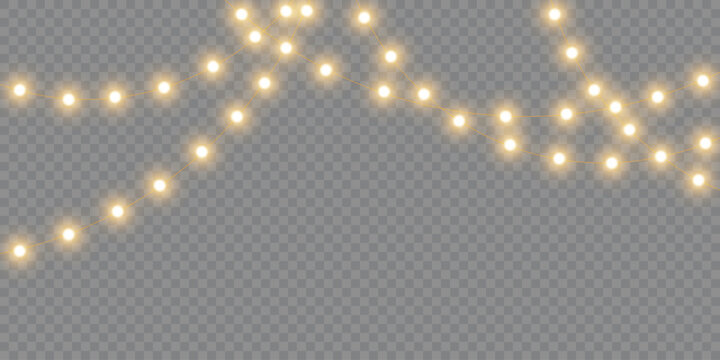 Christmas Light PNG. Set of Christmas glowing garlands.vector