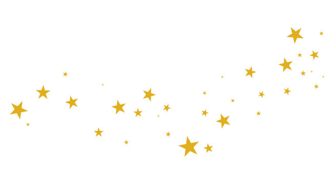 Shiny Gold Star Confetti Falling on White &ndash; Elegant Golden Sparkle Pattern for Festive Christmas, New Year Celebration, Holiday Decor and Background Design