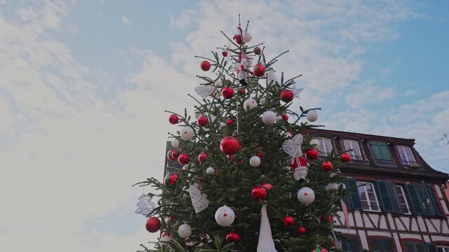 Christmas Tree in Colmar Old Town France.Filmed on 17 December 2025