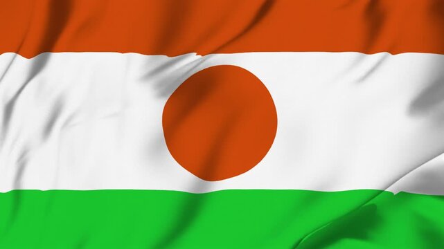 Niger country flag waving looping seamless with fabric texture for sport nation identity background