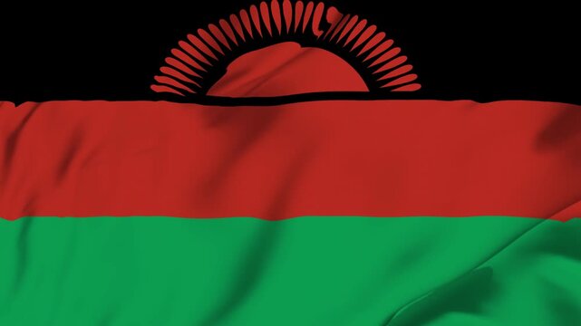 Malawi country flag waving looping seamless with fabric texture for sport nation identity background