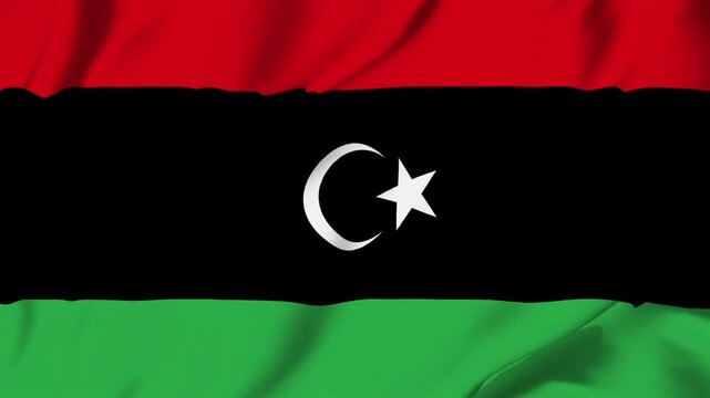 Libya country flag waving looping seamless with fabric texture for sport nation identity background