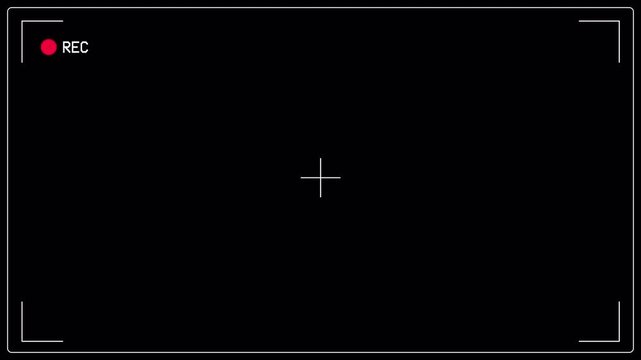 Retro CCTV recording interface overlay with rec text for viewfinder interface on transparent background. 4K Video