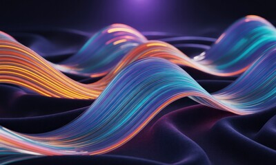 Obraz premium Abstract wavy ribbons of vibrant colors on a dark background