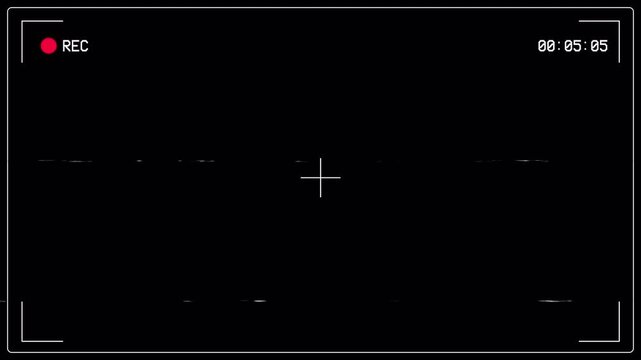 Camera recorder screen overlay, camera viewfinder, Square Frame, recording overlay frame with timecode counter, recording overlay frame on transparent background. 4K Video