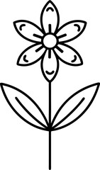 Flower outline pattern, botanical doodle seamless tile, black line art, vector flower symbol, simple plant sketch for design, repeating floral motif, hand drawn style © MD FAHIM