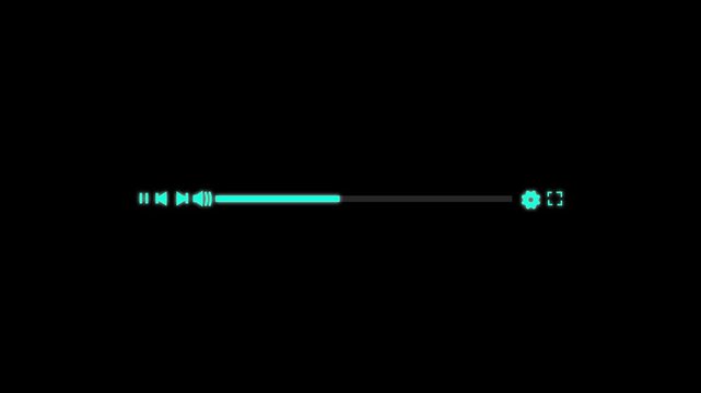 Media player template scroll bar button with audio reactor, Music time line or video track player, Time line bar moving as song media playing Animation. music player