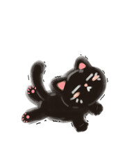 A cute and adorable cat stretching its body in a playful and relaxing pose. The charming feline character looks happy and energetic, creating a cozy and cheerful atmosphere. 