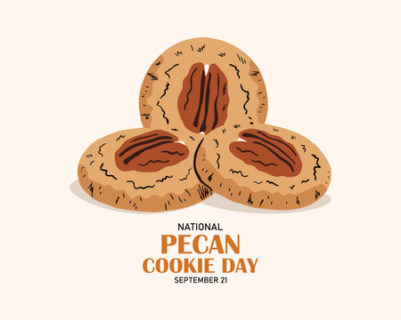 National Pecan Cookie Day vector. Sweet cookies with pecans nuts icon vector. American food holiday. Pecan Sandy Day Poster, June 23. Important day