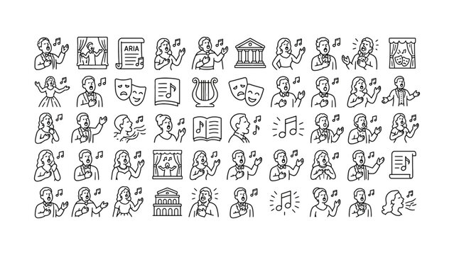 Collection of diverse opera and classical music performance icons