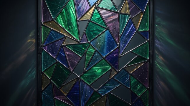 Abstract Stained Glass Mosaic Background with Geometric Pattern