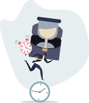 Steal time, productivity or procrastination problem, work efficiency to finish in deadline,person's life situation and his activities. flat design.