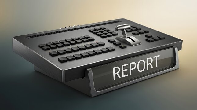 Report control panel, console and industrial machine for data management, business analytics and performance tracking. Professional hardware, lever and display in office for corporate growth today.