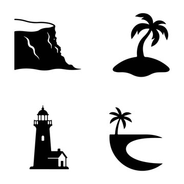 Tropical Summer & Beach Lifestyle Silhouette Collection 36 Original Vector Icons