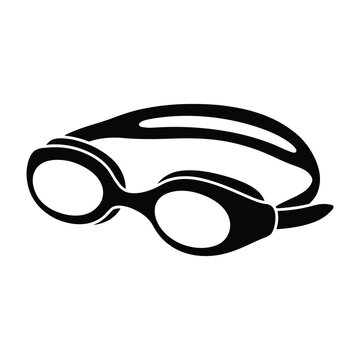 Swimming goggles black vector icon for aquatic sports training equipment.