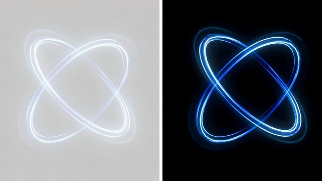 Interlocking glowing blue light rings forming an atomic orbital energy structure