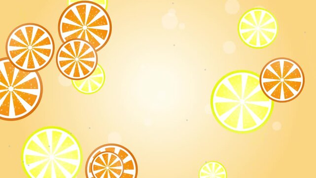 Abstract Floating Citrus Fruit Slices Background