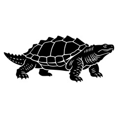 Fototapeta premium Alligator Turtle Silhouette SVG Vector, Black Wildlife Animal Design