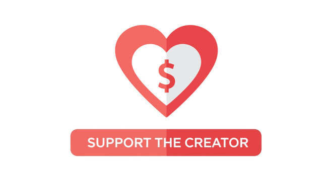 Support the Creator Icon with Heart and Dollar Sign for Crowdfunding and Donations