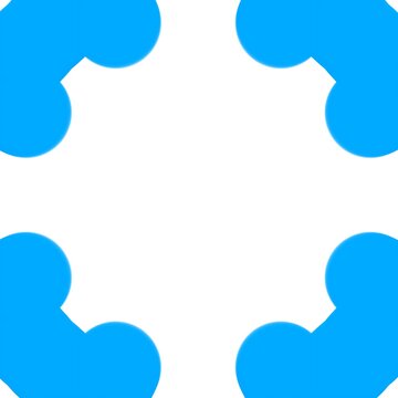 Blue geometric frame corner pattern on white background