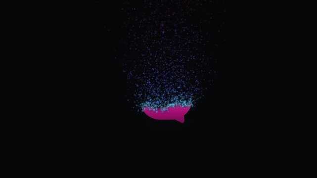 Animated Logo Vanishing Effect with Glowing Chat Bubble Icon on Black Background      Colorful Chat Logo Disappearing Animation on Dark Background