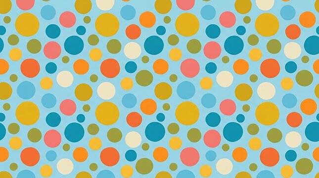 Playful seamless pattern of colorful retro polka dot circles scattered on light blue backdrop polka dot dot circle pattern seamless colorful retro blue background seamless pattern bright spot playful