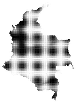 Map of Colombia, halftone style, on a white background, ready for an infographic, map silhouette.