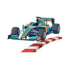 Fototapeta premium Formula 1 Race Car on Track Corner, Isolated Vector Illustration