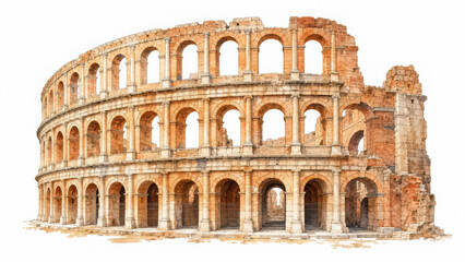 Naklejka premium Ancient roman colosseum amphitheater architectural ruin isolated on generated using ai