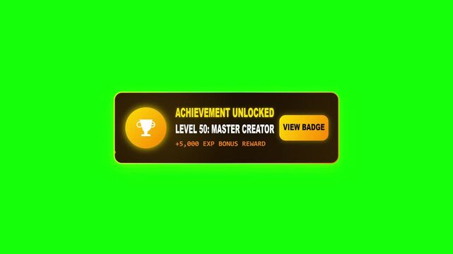 Motion Render Achievement Unlocked Notification Graphic for Digital User Interface