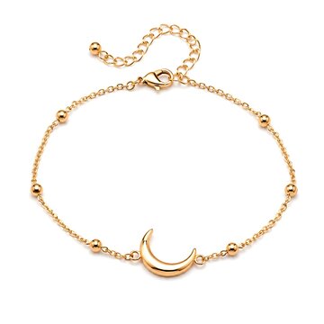 Gold Bracelet with Crescent Charm for Women Elegant Celestial Jewelry with Delicate Modern Luxury Style
