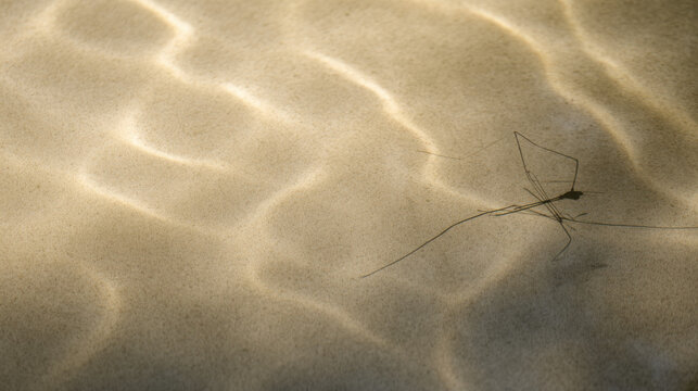 transparent minimalist shot of a water strider shadow