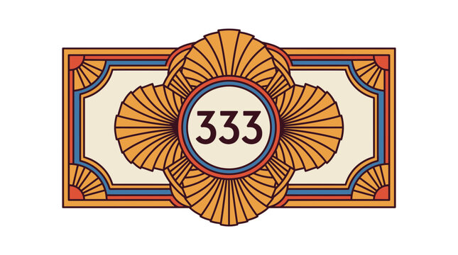 Art Deco Style Number 333 Emblem Isolated