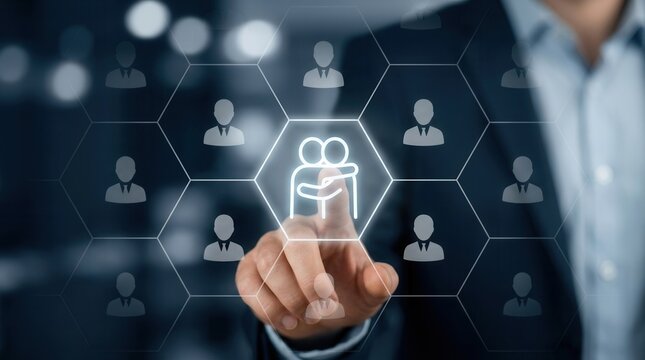 Professional team collaboration and emotional intelligence symbolized by a hugging icon.