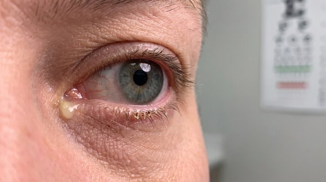 Ocular Discharge Around the Eyelid &mdash; Photorealistic Healthcare Background