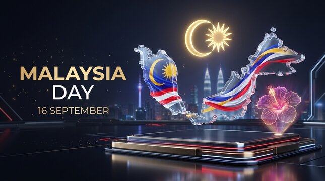 Malaysia day celebration with colorful fireworks and national flag design over