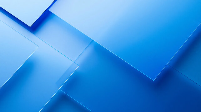 Abstract Blue Geometric Glass Plates Background with Translucent Layers